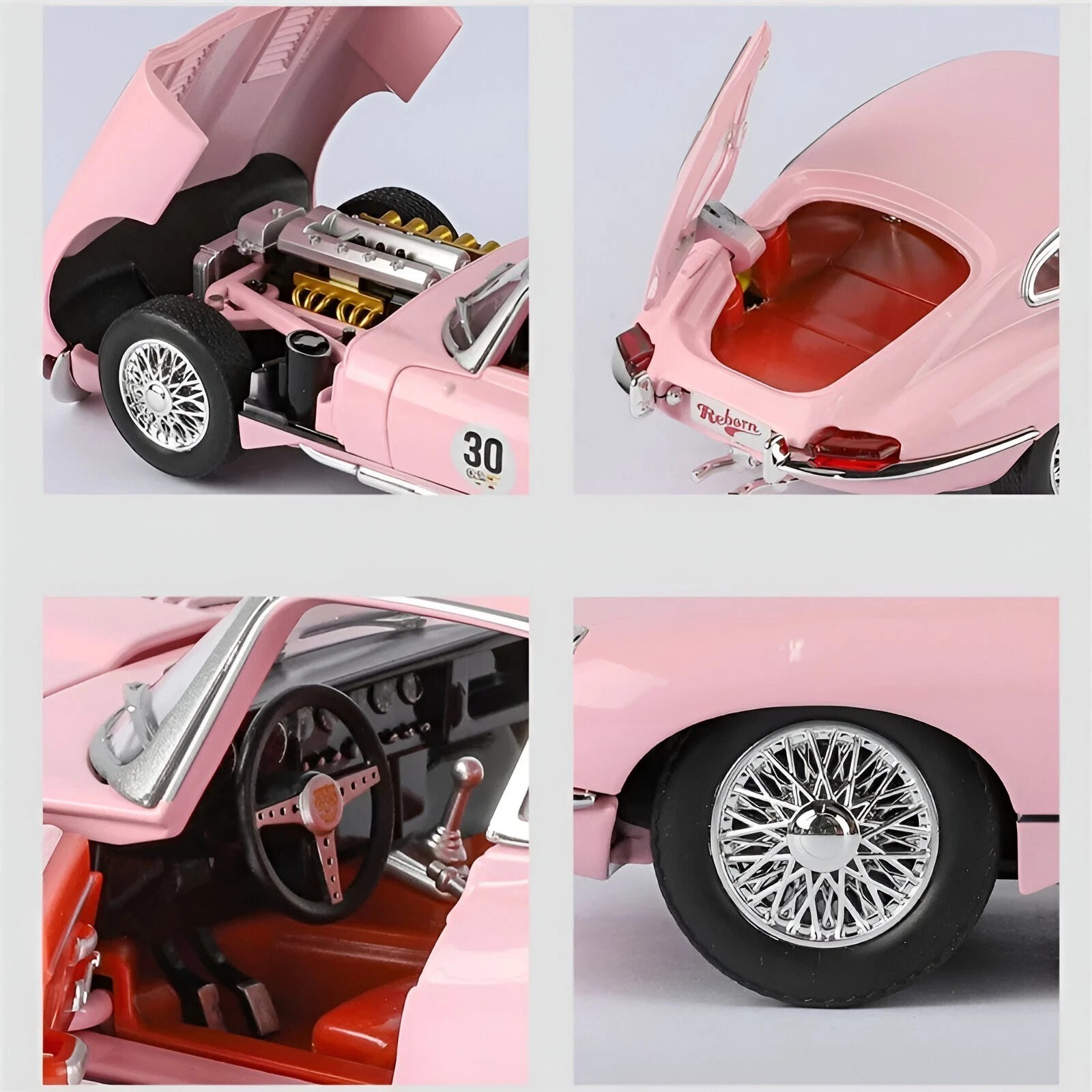 1:24 Jaguar E-Type Vintage Diecast Car – 1961 Classic Model w/ Light Toy Gift