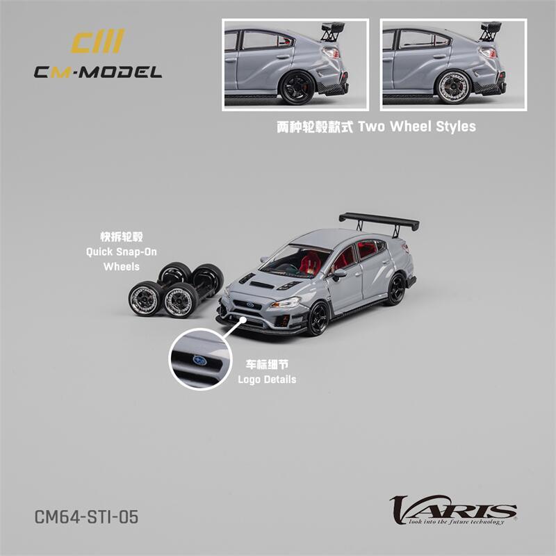 CM MODEL 1:64 STI/WRX Varis Widebody 1.0/2.0 Gray Diecast Model Car