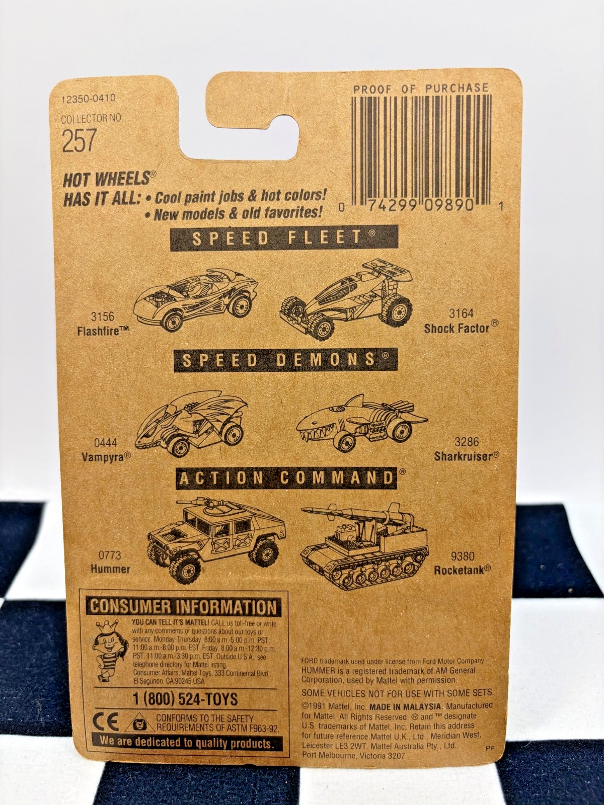 HOT WHEELS 3-WINDOW ’34 COLLECTOR NO. 257 LARGE REAR WHEELS