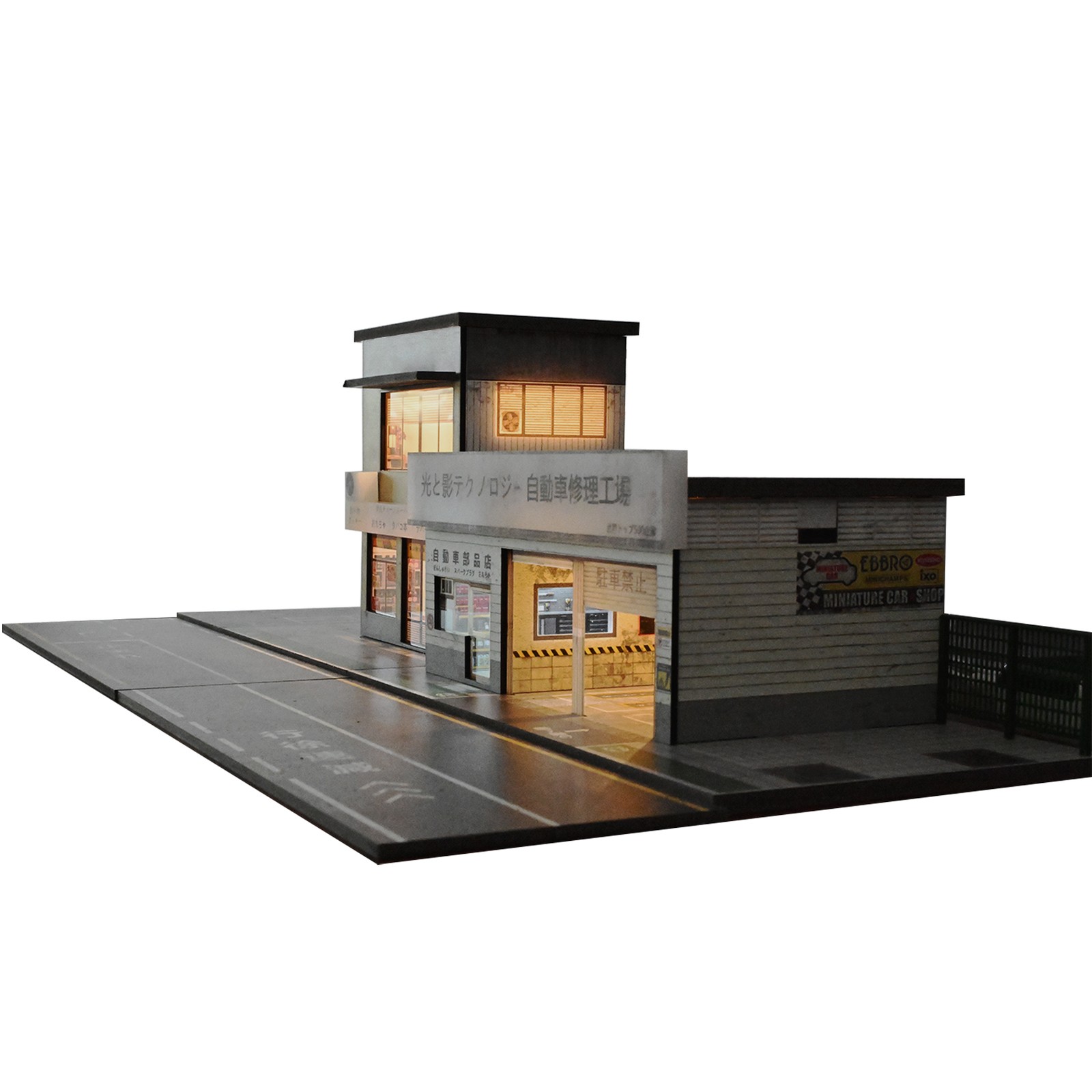 Diorama 1/64 Scale Diecast Car Garage Model LED Street Buildings Scene Gifts US