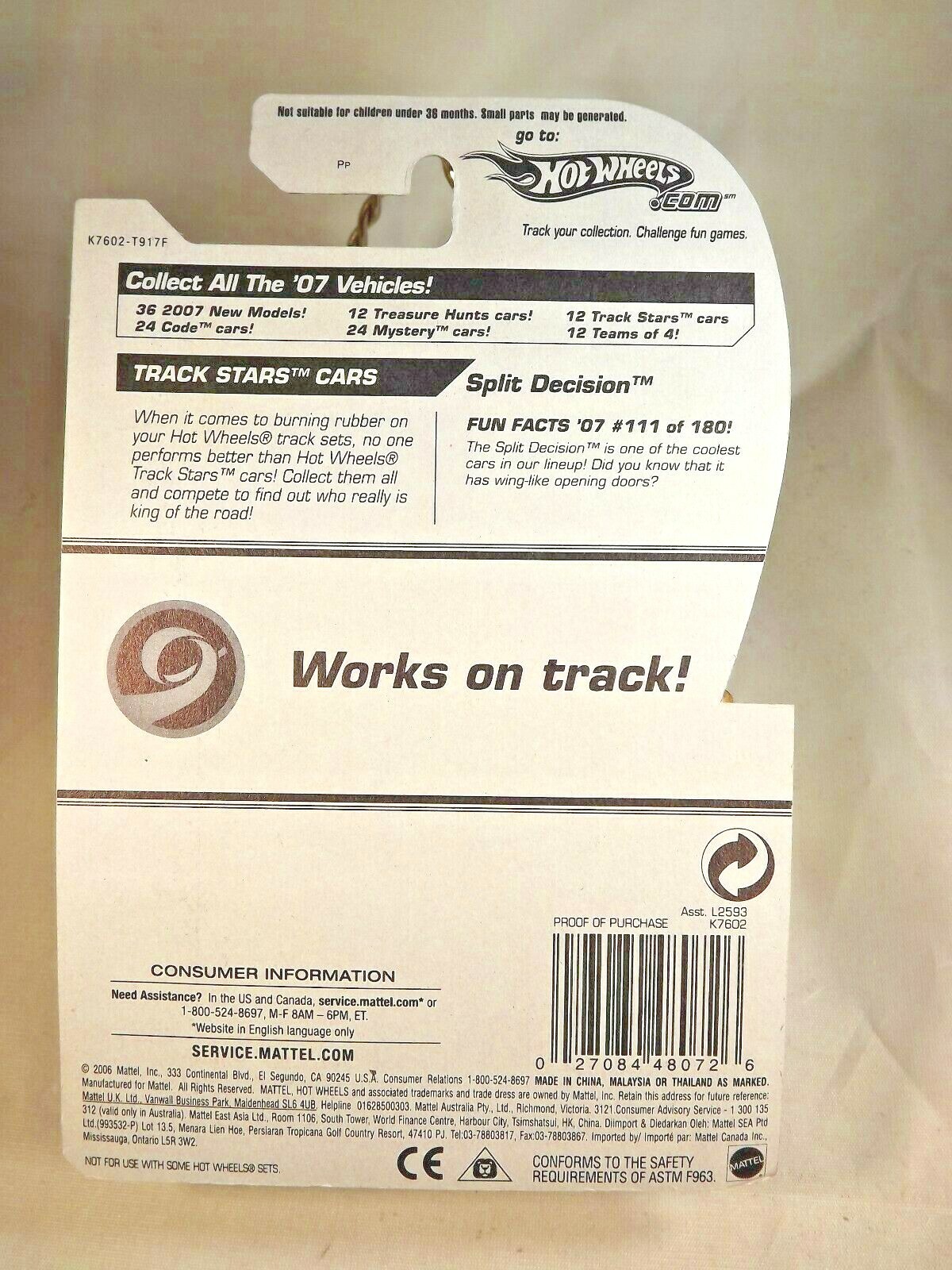 2007 Hot Wheels #111 Track Stars 3/12 SPLIT DECISION Blue-Black w/Black OH5 Sp