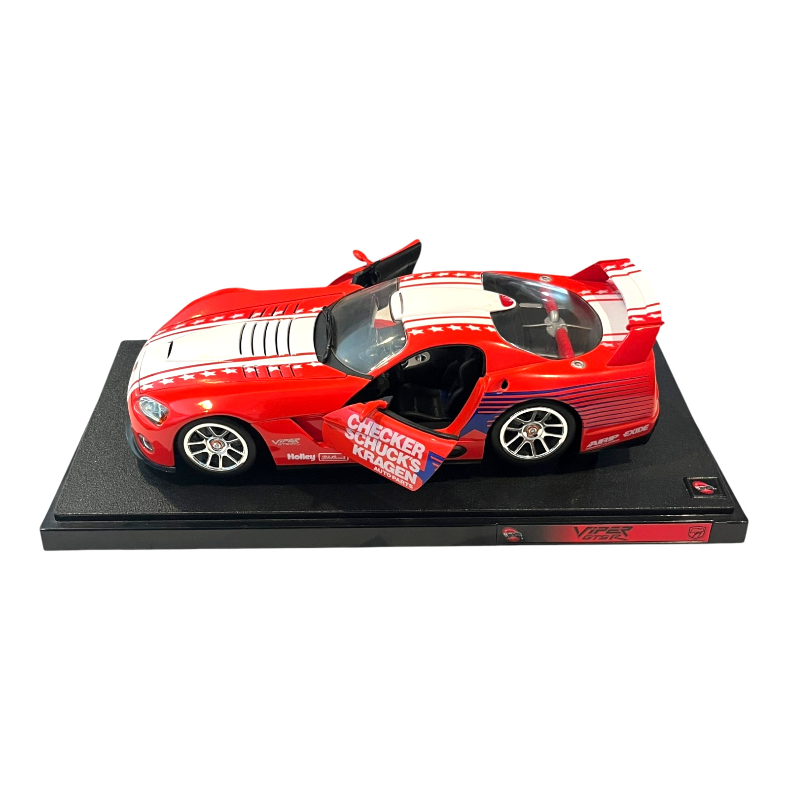 Dodge Viper GTS-R Checker Schuck’s Kragen Die Cast Car 1:18 with Stand