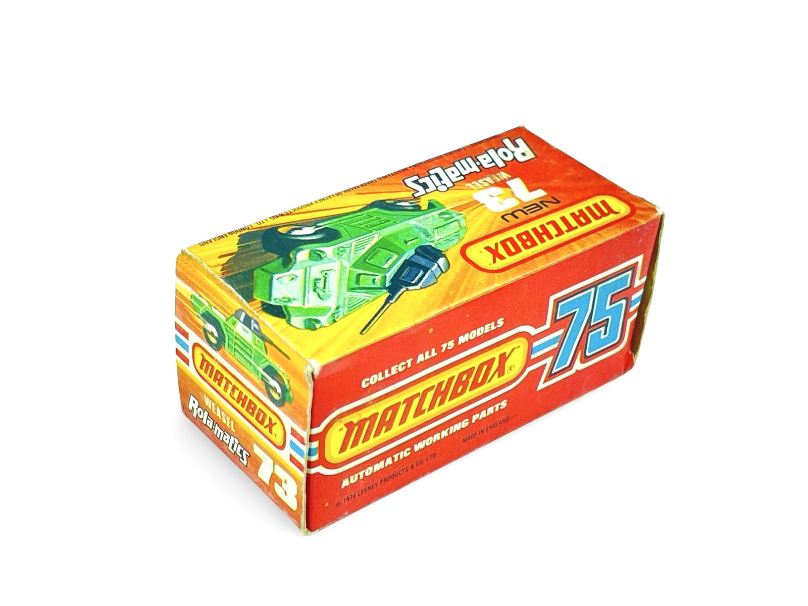 Matchbox Lesney Superfast MB73 Rola-matics Weasel Blue Base w/Original J Box
