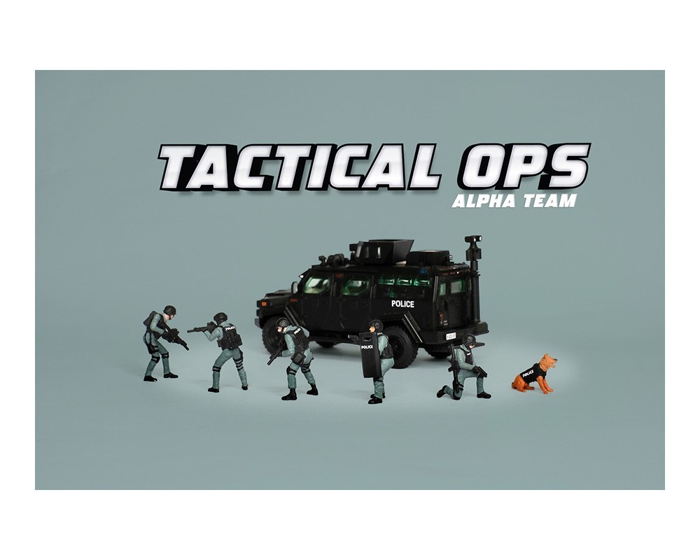 “TACTICAL OPS ALPHA TEAM” 6 PC FIGURE SET FOR 1/64 BY AMERICAN DIORAMA AD-2440MJ