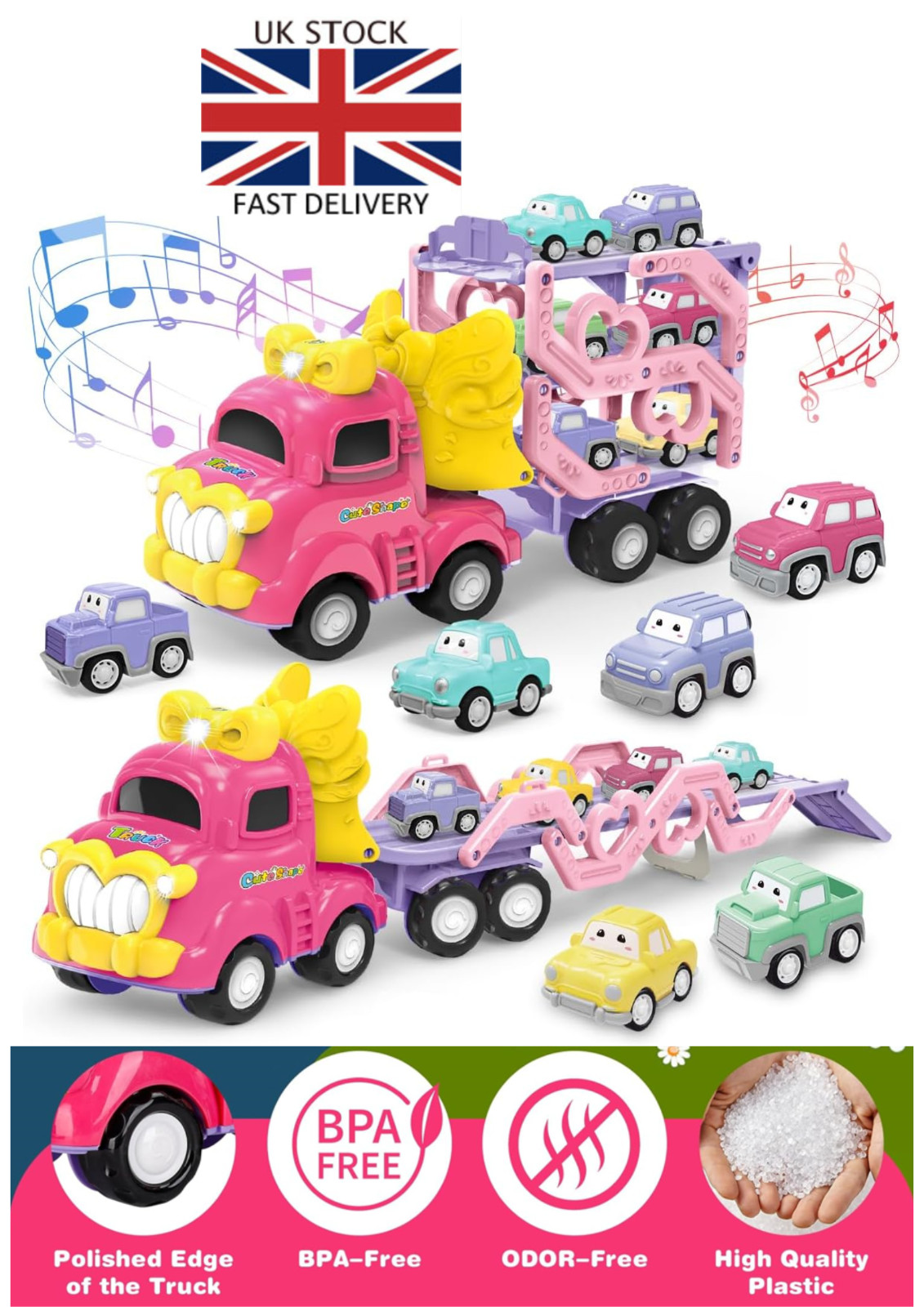 Toddler Truck Kids Car Toy Vehicle with Light & Sound for 3+ Girls, XMAS Gift UK