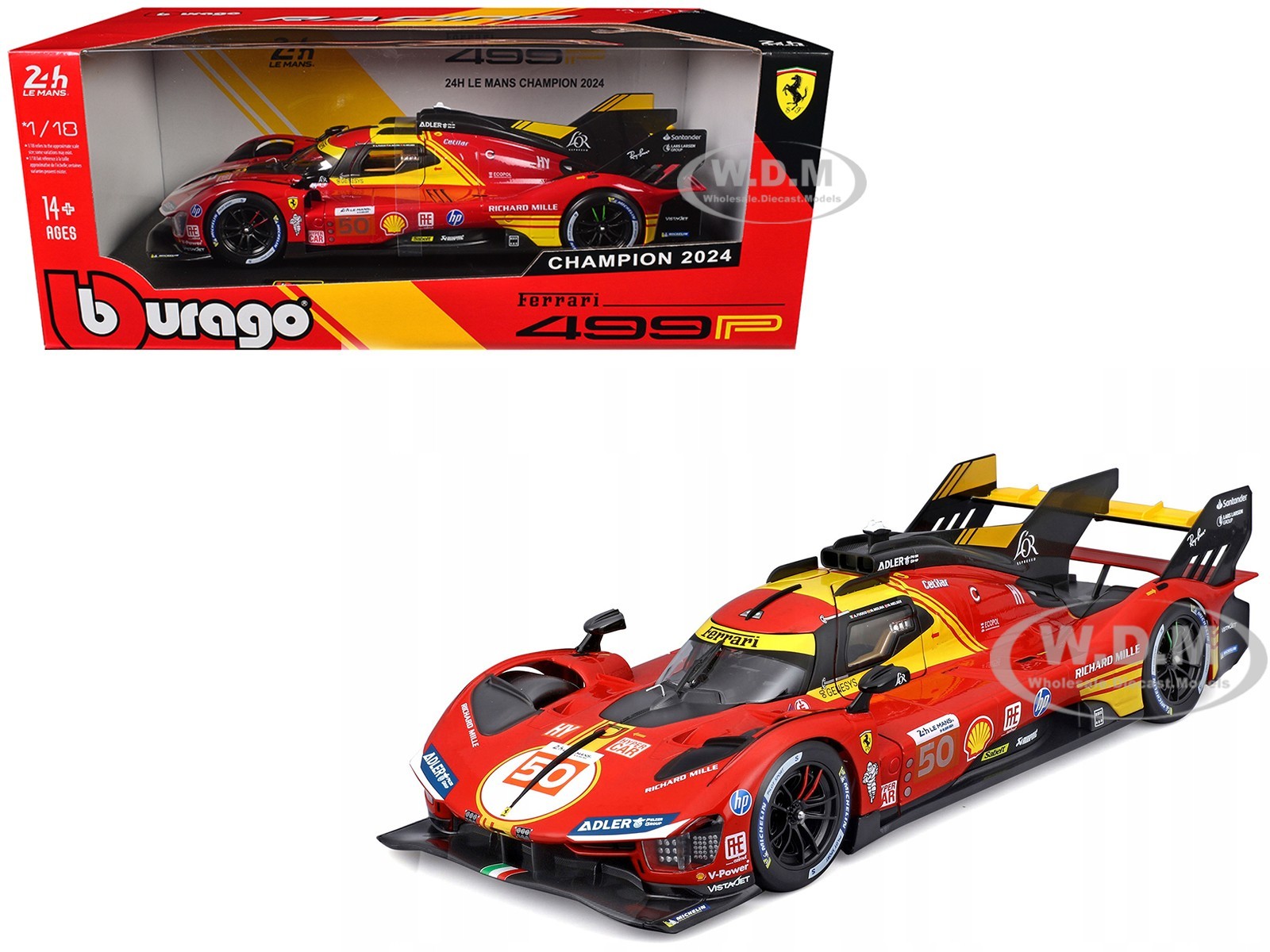 FERRARI 499P #50 WINNER “24H LE MANS” (2024) 1/18 DIECAST MODEL BY BBURAGO 16303