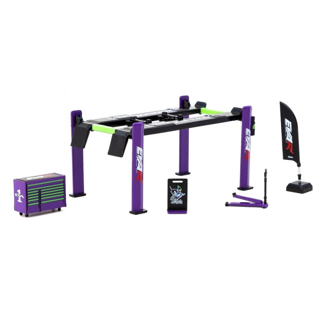 Tarmac Works 1/64 GARAGE TOOLS & LIFT Eva Racing For Die Cast Models -PURPLE-