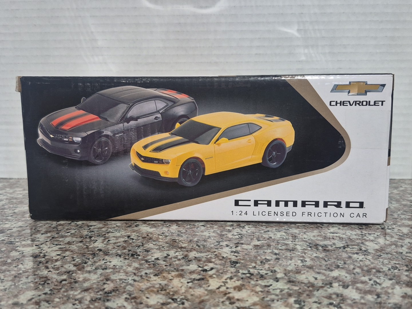 Braha Chevrolet Copo Camaro 1:24 Licensed Friction Car Yellow Black Stripe NEW