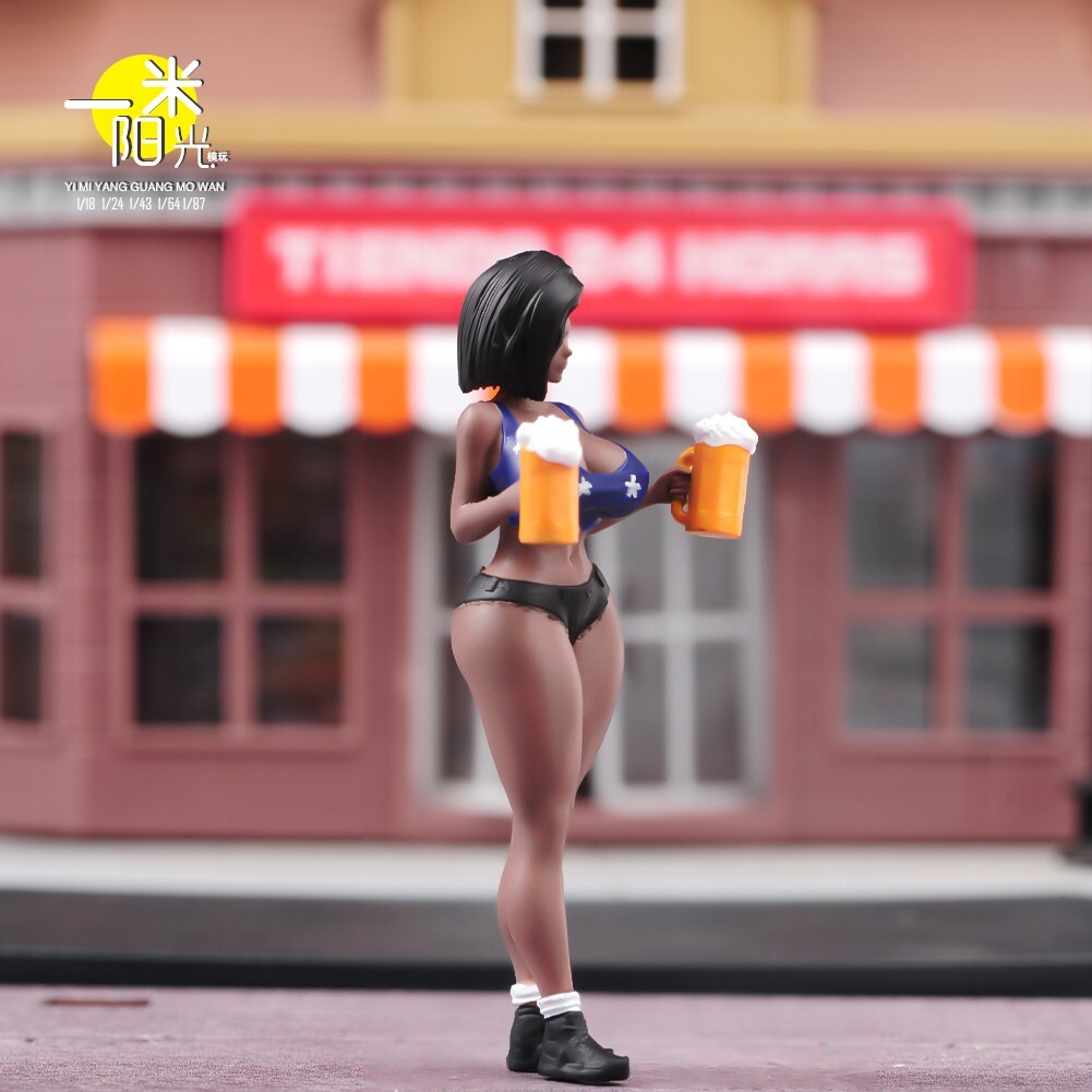 Resin 1/18 1/24 1/43 1/64 1/87 Bear Girl painted Mini Figure Model Fit Car Toys
