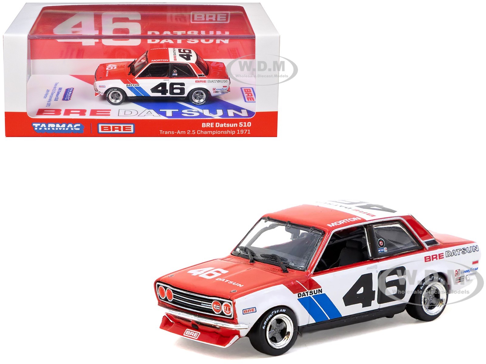 DATSUN 510 #46 WINNER T/A 2.5 CHAMPIONSHIP ’71 1/64 TARMAC WORKS T64-052-71BRE46