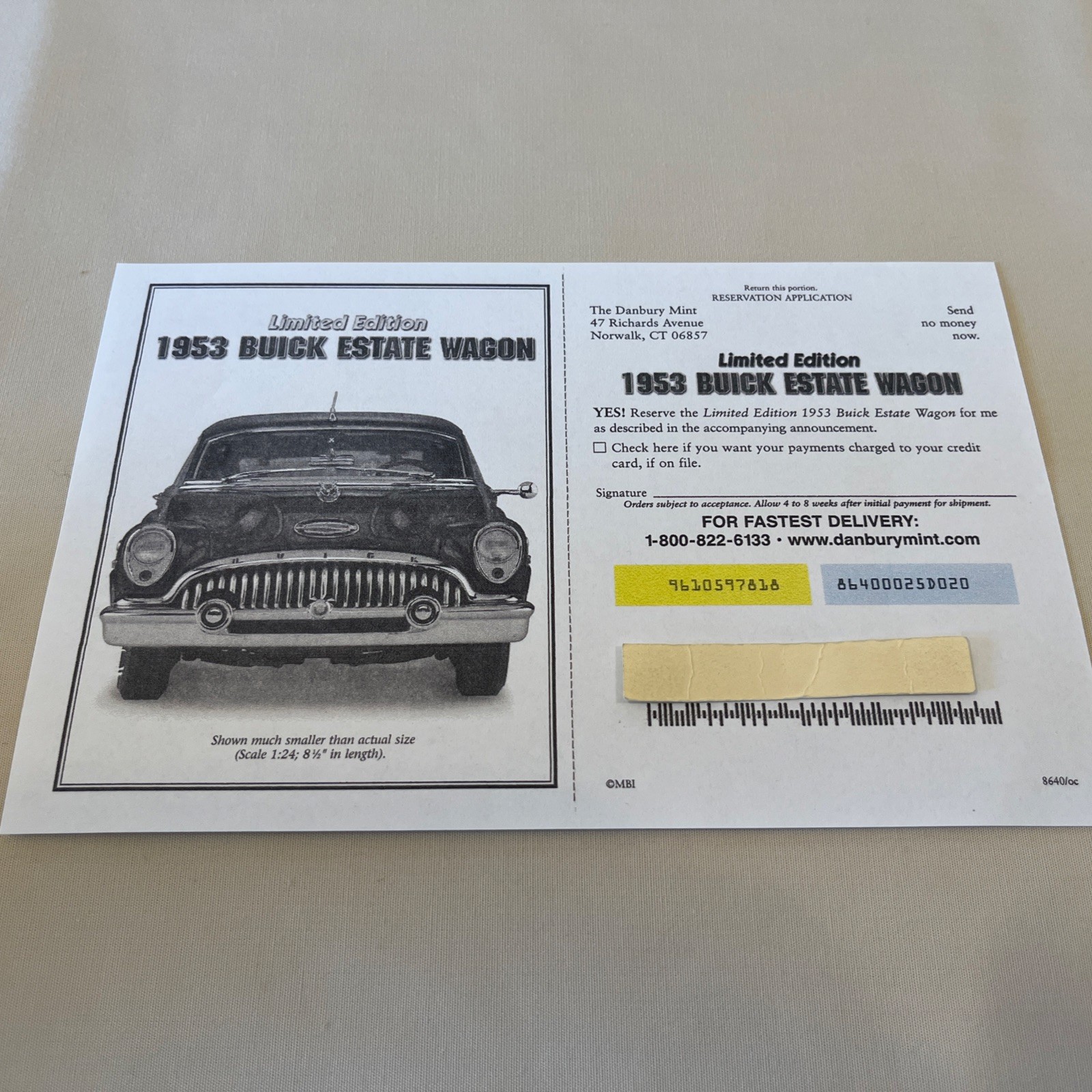 Danbury Mint 1953 Buick Estate Wagon L.E. Brochure Paperwork Only 1:24