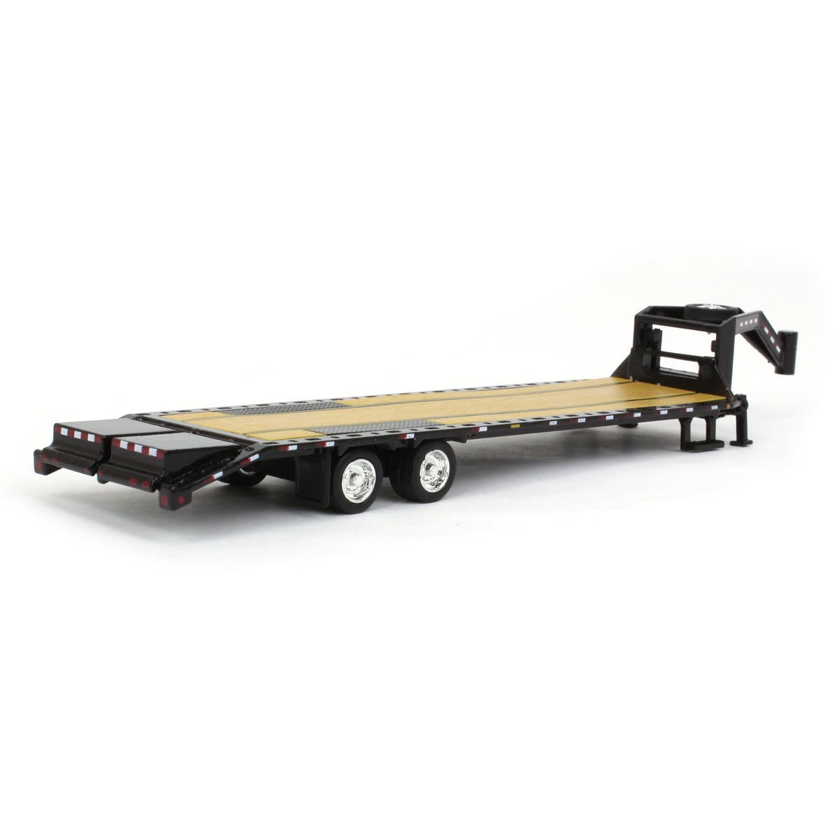 Greenlight 1/64 Gooseneck Trailer Black with Red White Conspicuity Stripes 30390
