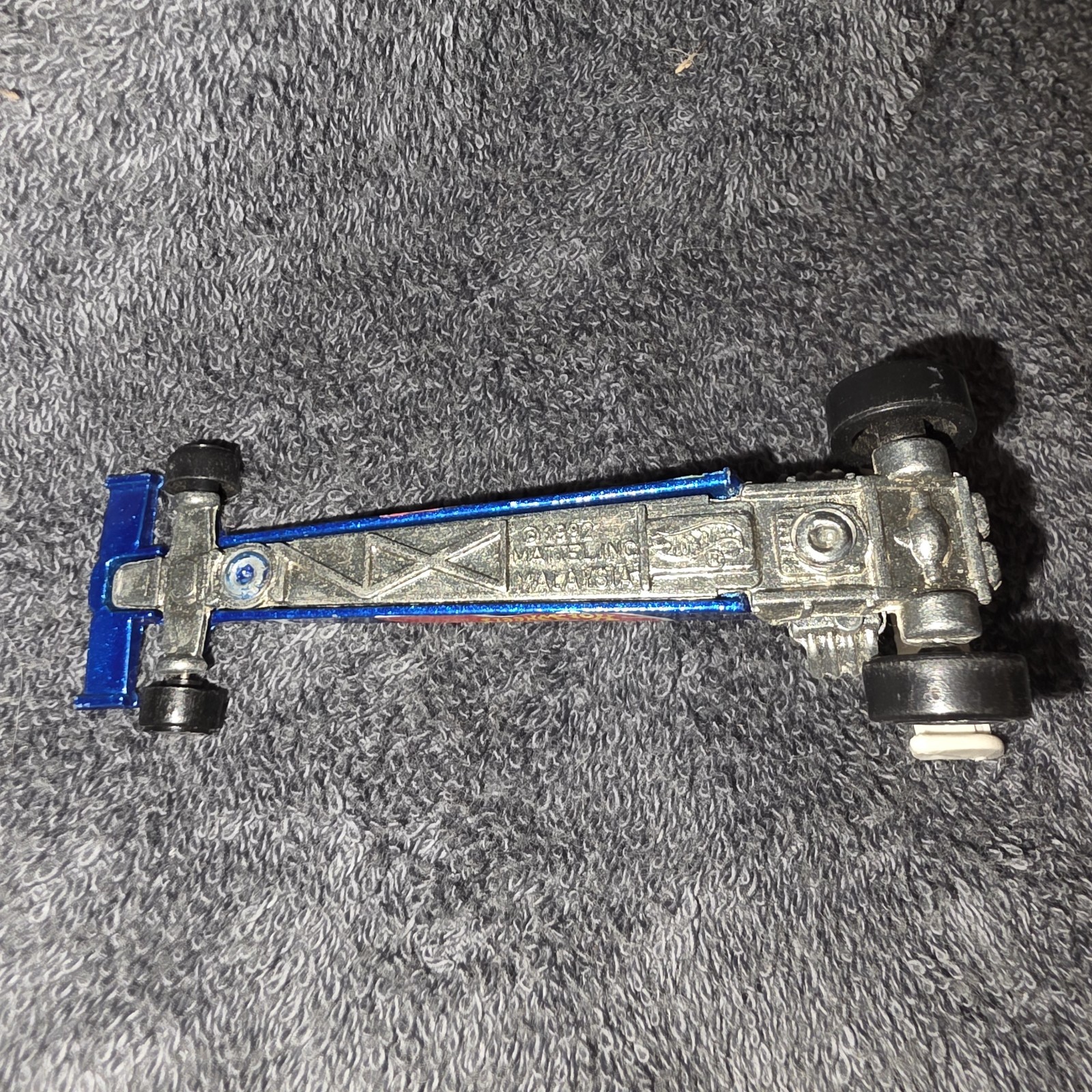 Hot Wheels Blue Race Team Dragster 1T/F w/5 Spoke Wheels Blue 1992 Malaysia