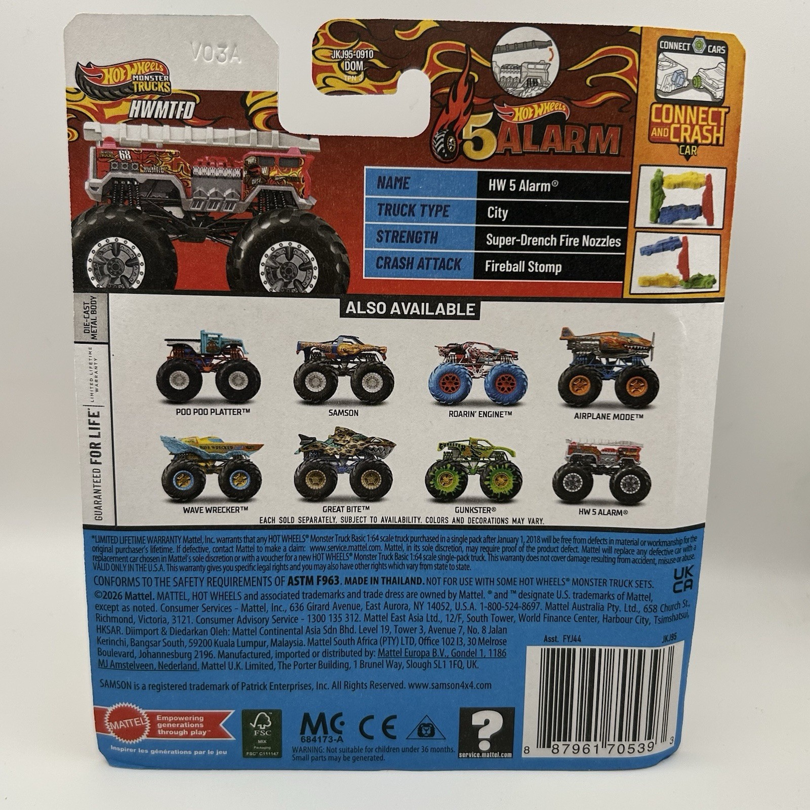 Hot Wheels Monster Trucks HW 5 Alarm Fire Truck Red Flames 1:64 New
