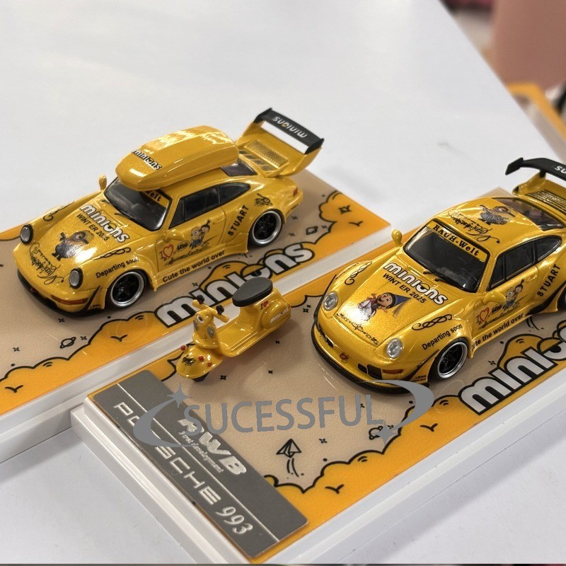2 Pack RWB Widebody 964 & 993 Minion Design 1/64 Diecast Car Collection
