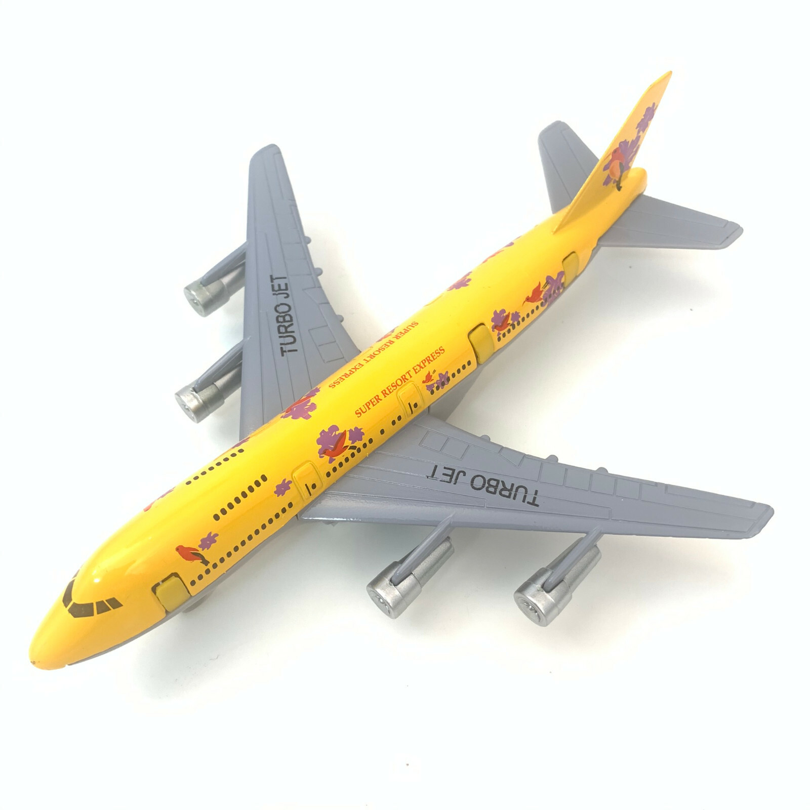 Turbo Jet 747 Airplane, Happy Holiday, USA, Super Resort, Diecast Metal, 7.25”
