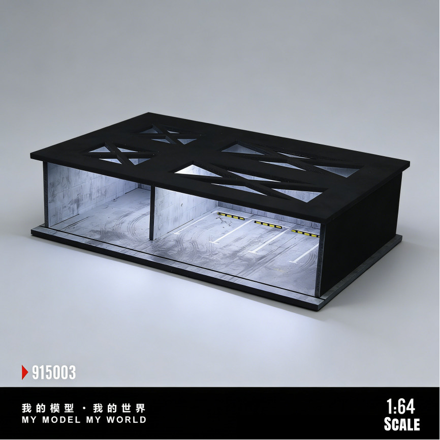 Diorama 1/64 Diecast Garage Model LED Lighting Parking Lot Display Case Scene