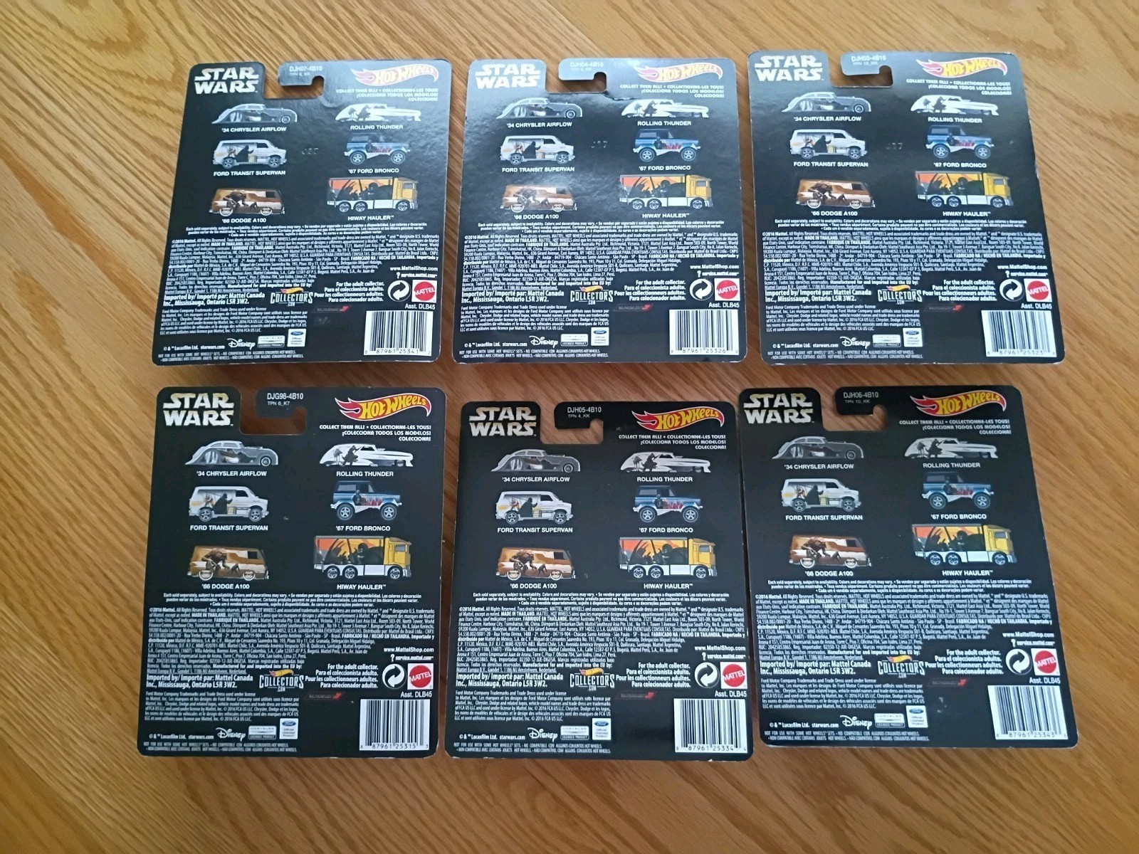 2016 Hot Wheels Pop Culture Premium Ralph McQuarrie Star Wars Complete set 6