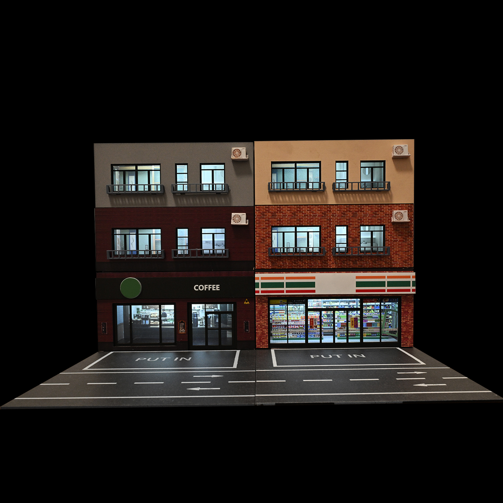 Diorama 1/64 Car Garage Model LED Street Parking Lots Building Display Model US