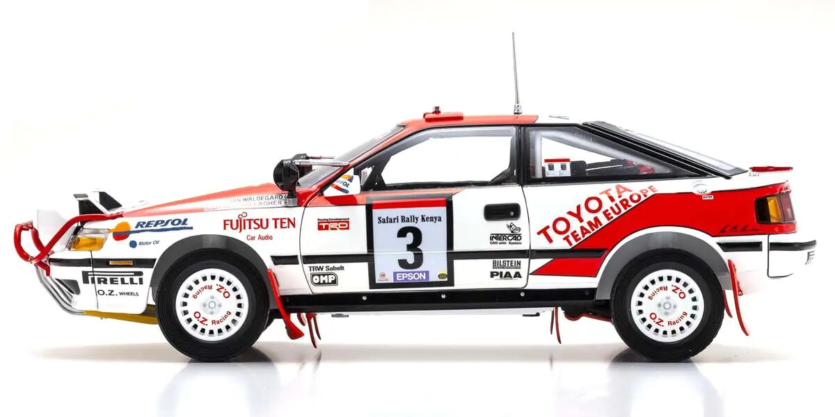KYOSHO 1:18-scale Toyota Celica GT-FOUR (ST165) 1990 Safari #3 – 08961A