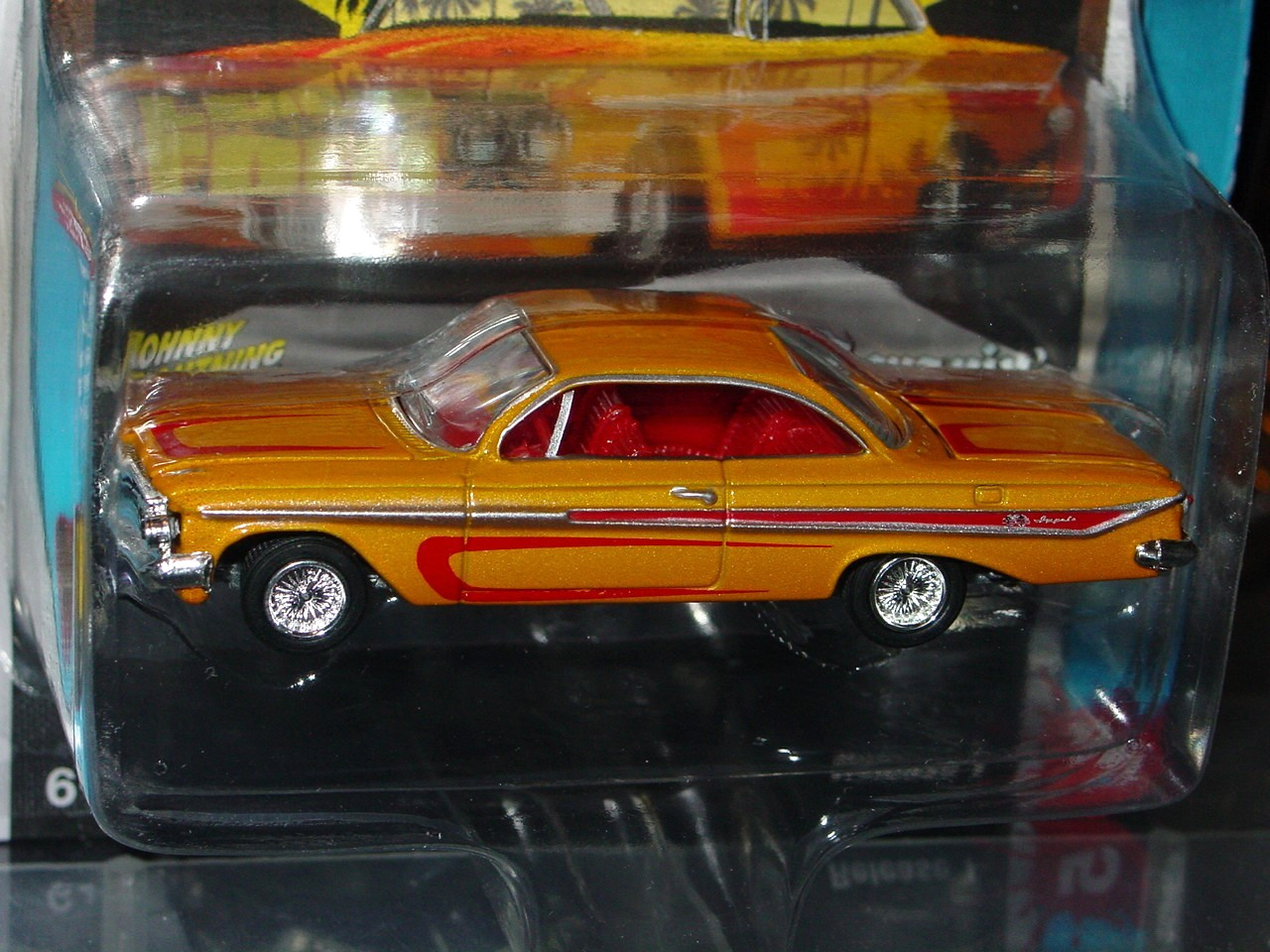 JOHNNY LIGHTNING 1961 CHEVY IMPALA SS 409 CUSTOM LOWRIDER CAR -Yellow, MIP