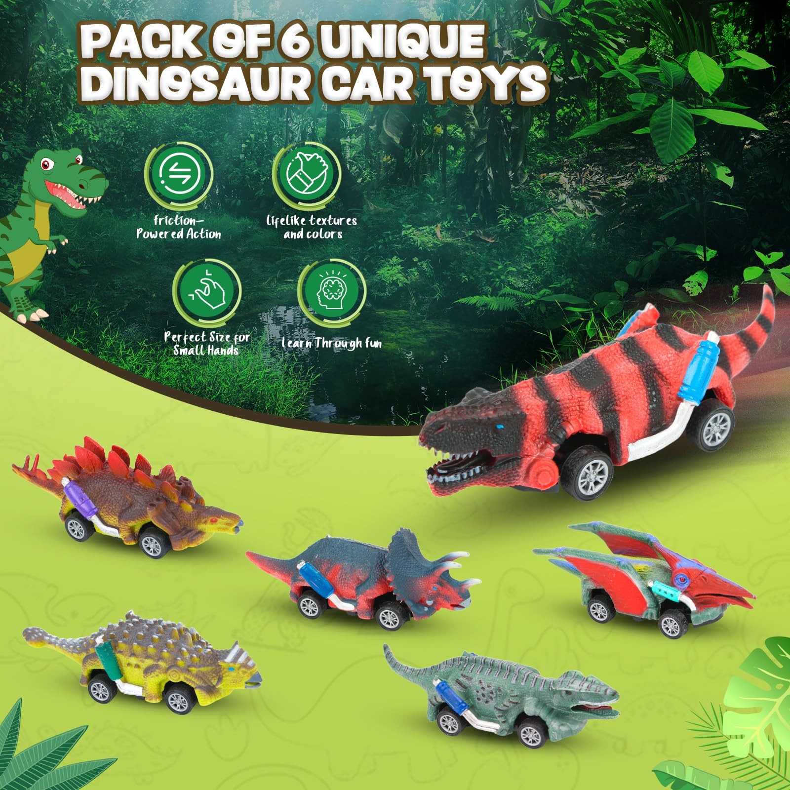 Educational Toys for 3 4 5 6 7 8 9yr Year Old Boys Birthday Gift Dinosaur Cars