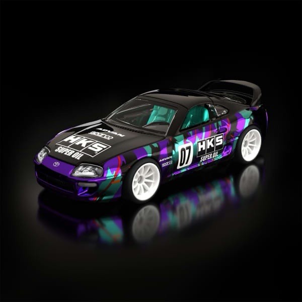 Hot Wheels RLC sELECTIONs 1997 Toyota Supra HKS “oil splash” with Removable Top!