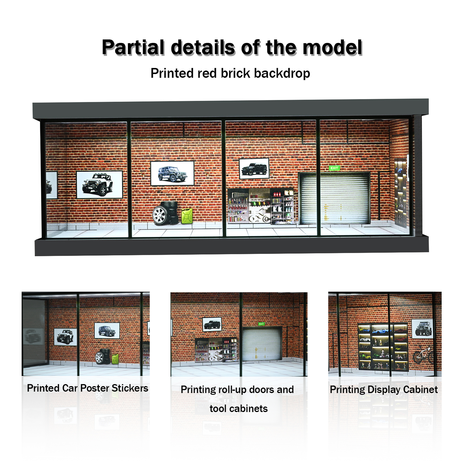 1:64 Diorama Car Showroom Model LED Lighting City Car Garage Scene Display Model