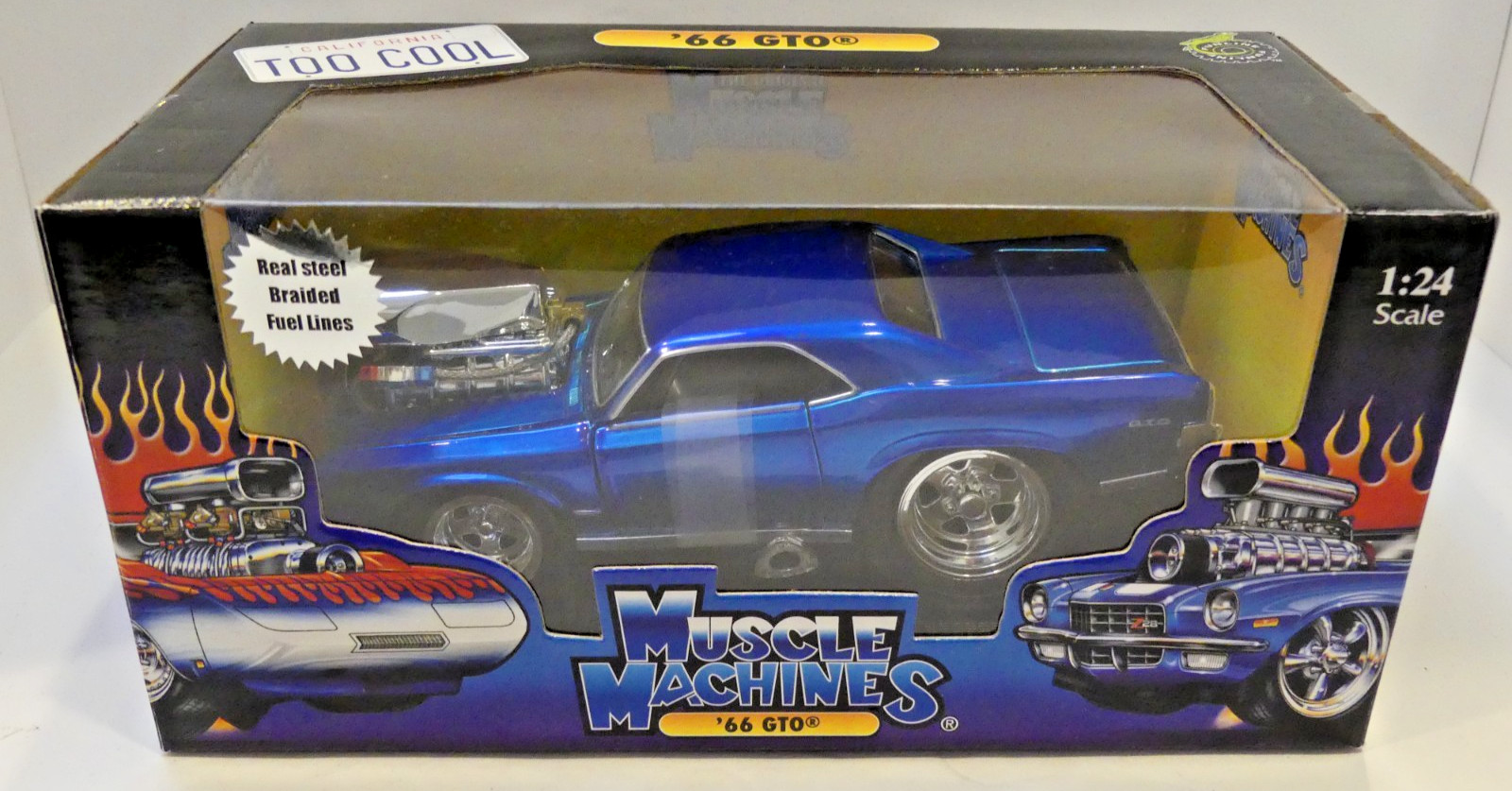 MUSCLE MACHINES BY FUNLINE Too Cool 1966 GTO – METALLIC BLUE 1:24 – SMOKIN’!!!