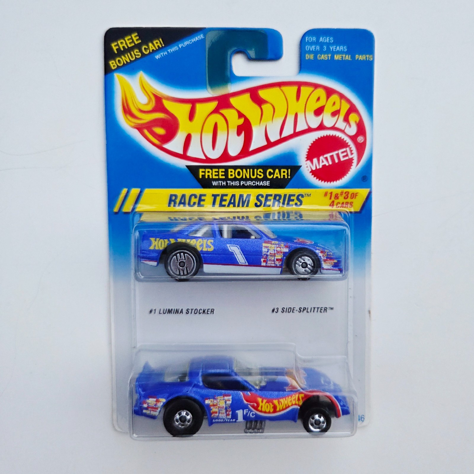 1994 Hot Wheels Race Team Series #1 Lumina Stocker #3 Side Splitter Die Cast Car