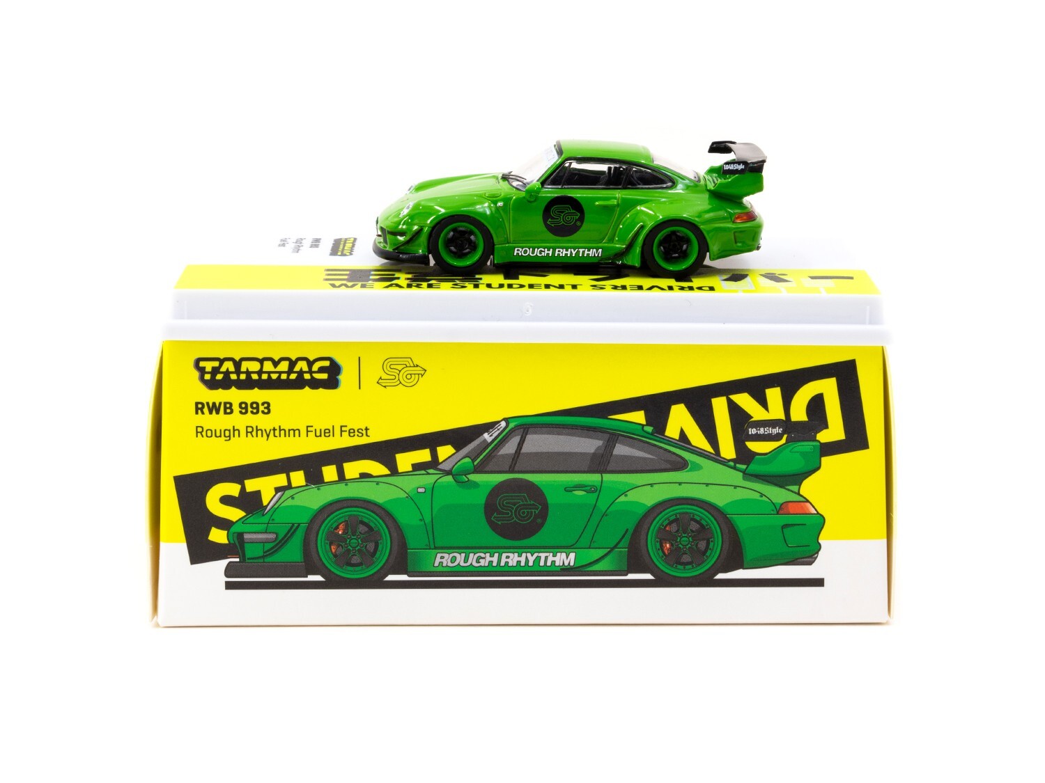 2024 Tarmac Works Hobby64 PORSCHE RWB 993 Rough Rhythm Fuel Fest Student Driver