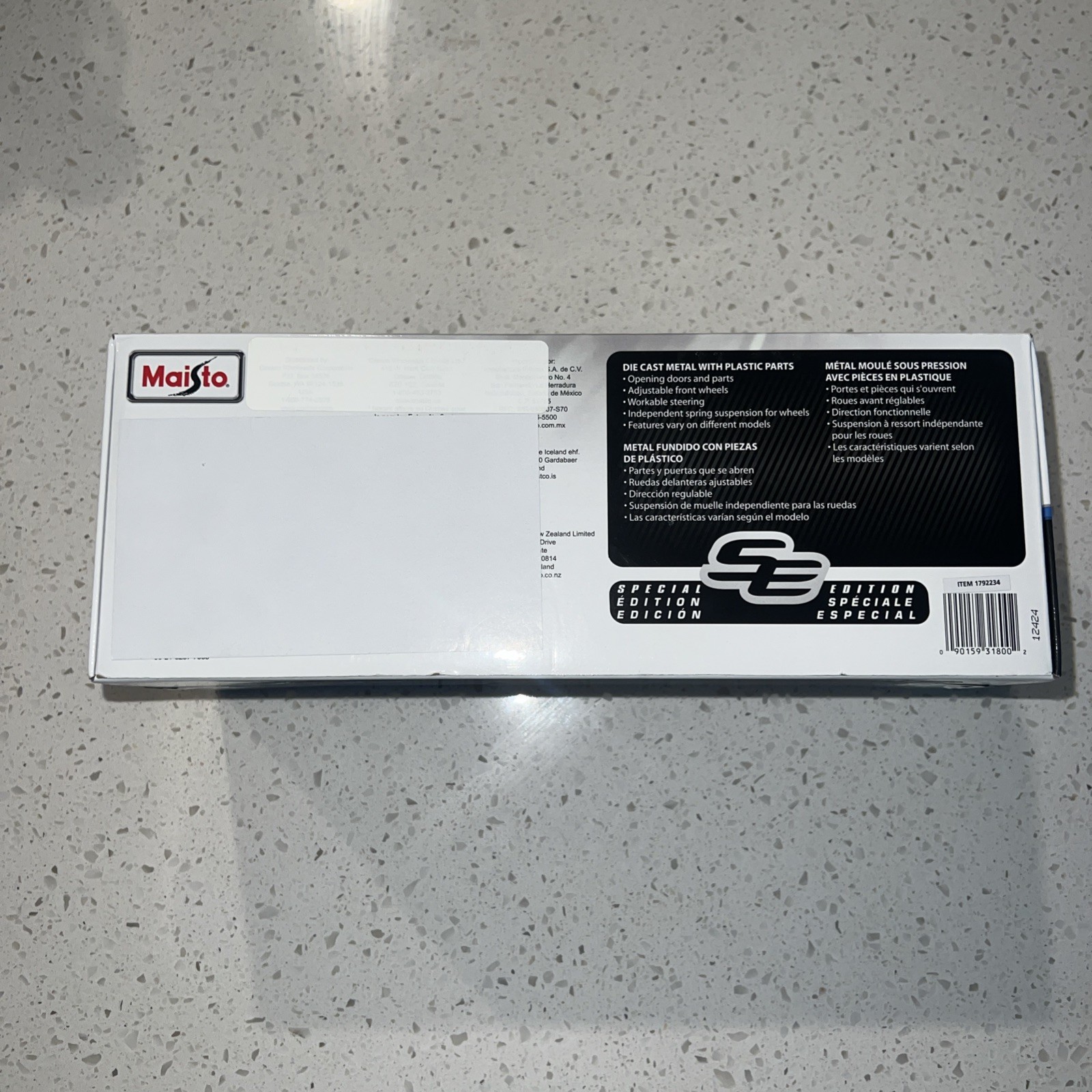 1/18 Maisto Bugatti Chiron Silver Black Diecast Special Edition
