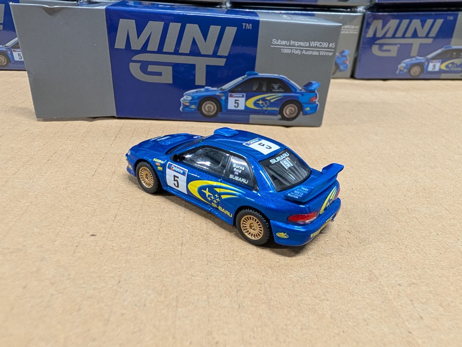 Subaru Impreza WRC99 #5 – 2025 Mini GT – Blue, Rally Australia Winner