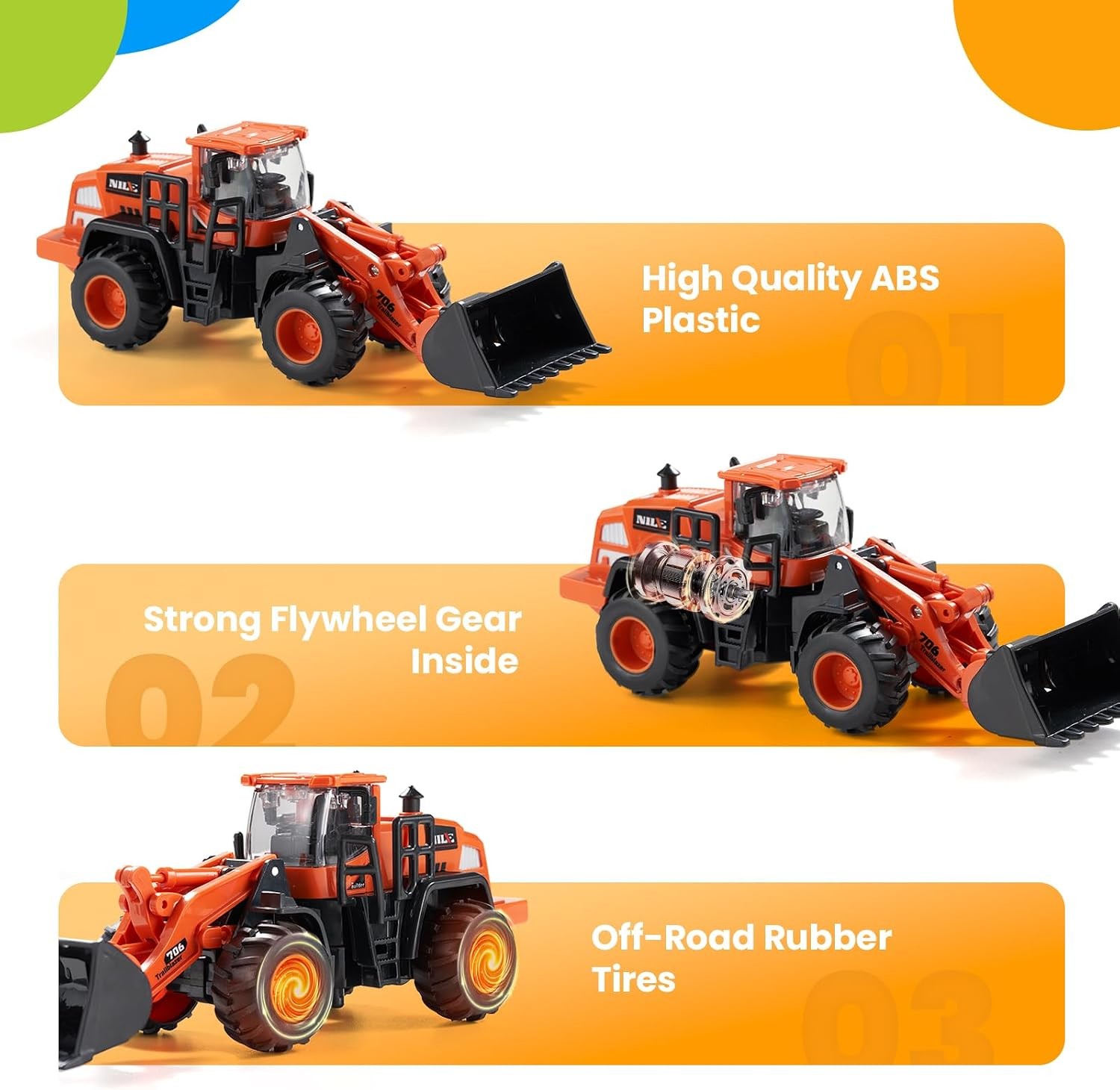 Construction Truck Toys for Toddlers | 5Pcs Push Go Tractor Toys, Sandbox Excava