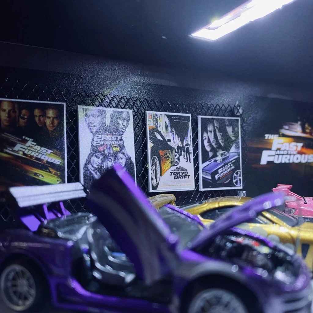 Diorama 1/64 Scale Fast and Furious Showroom Garage Diecast With LED Handmade