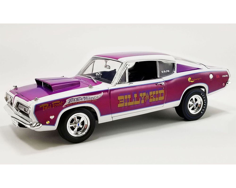 ACME 1:18 Billy the Kid 1968 Plymouth Barracuda Diecast White Purple A1806125