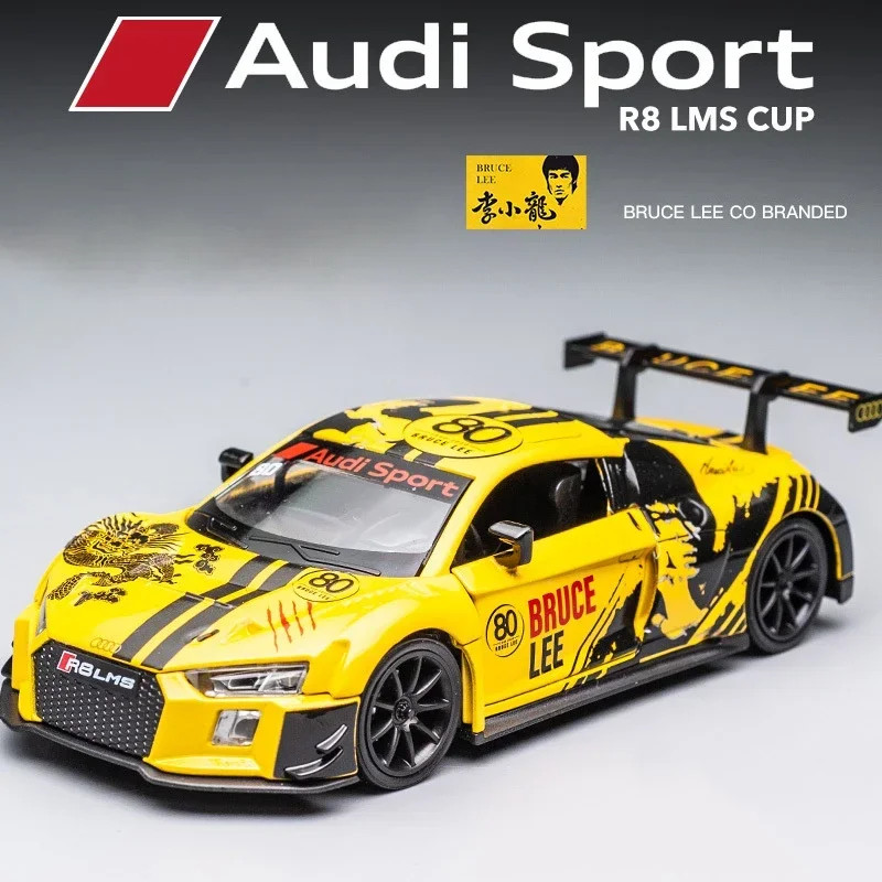 1: 32 Sport R8 LMS CUP Alloy Metal Vehicles Die cast Toy With Sound and Light