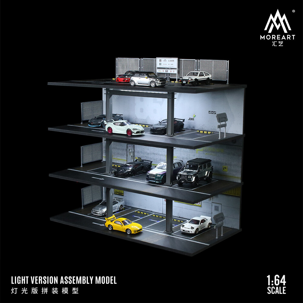 1/64 Diorama Car Garage Model City Street Parking Lot Scene Display Case Toy US