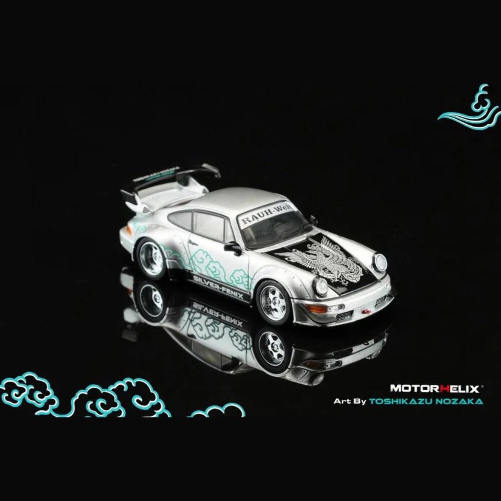 Motorhelix 1/64 RWB 911 (964) Silver-Fenix + Separate Air-Cooled 964 Engine Cool