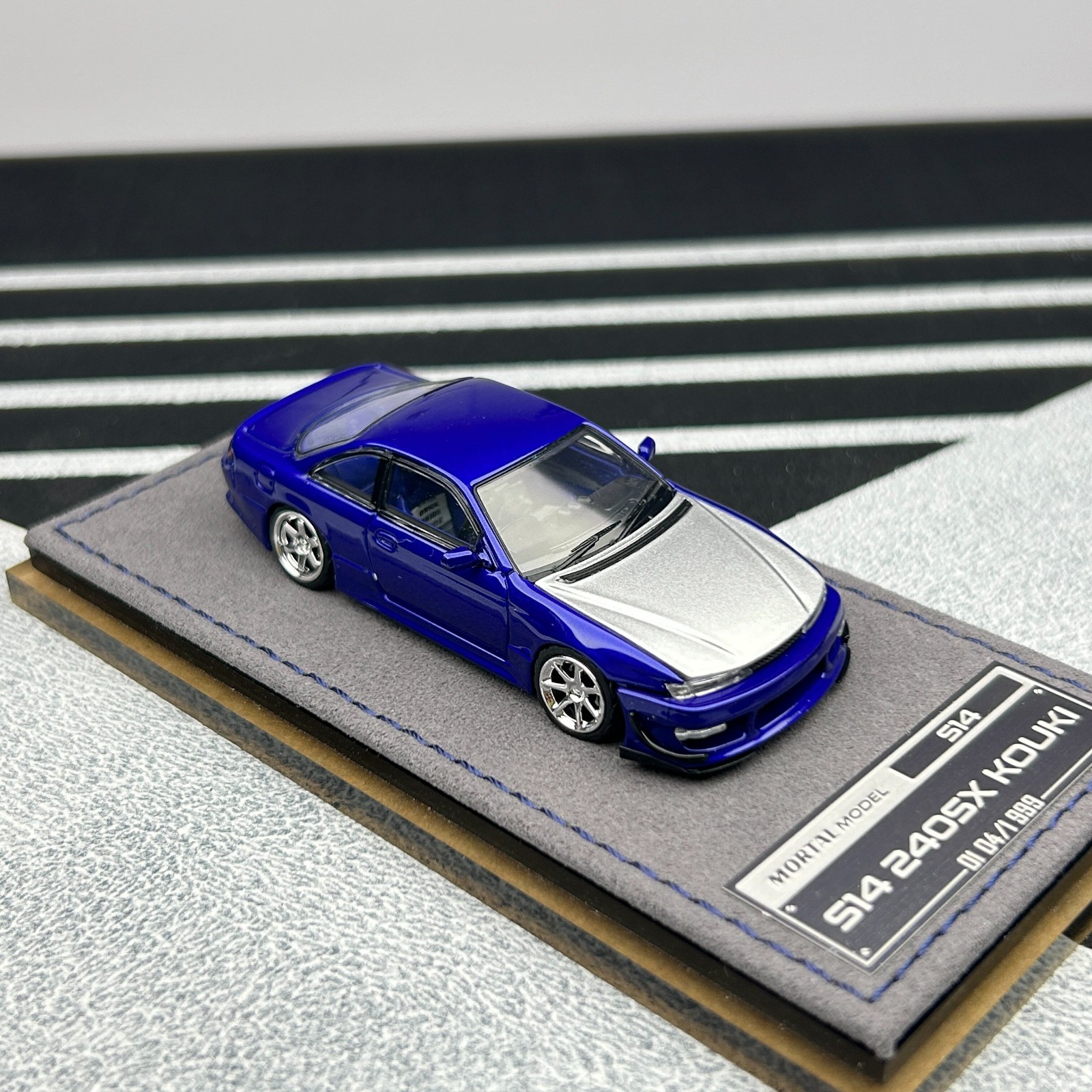 Mortal 1/64 Nissan Lang Silvia S14 240SX Kouki Blue Diecast Car Model