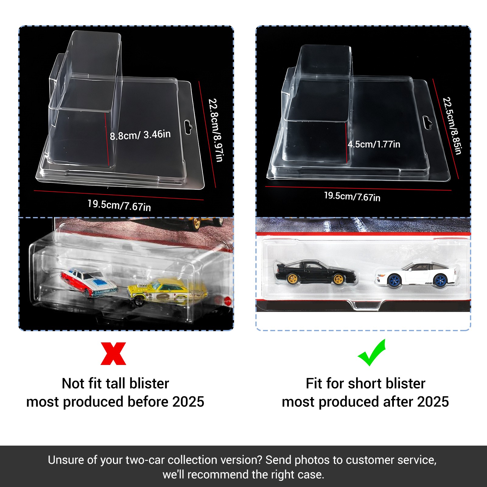 5-50Pcs Clear PET Protector Case Clamshell Display Box For HW 2-Pack Toy Cars