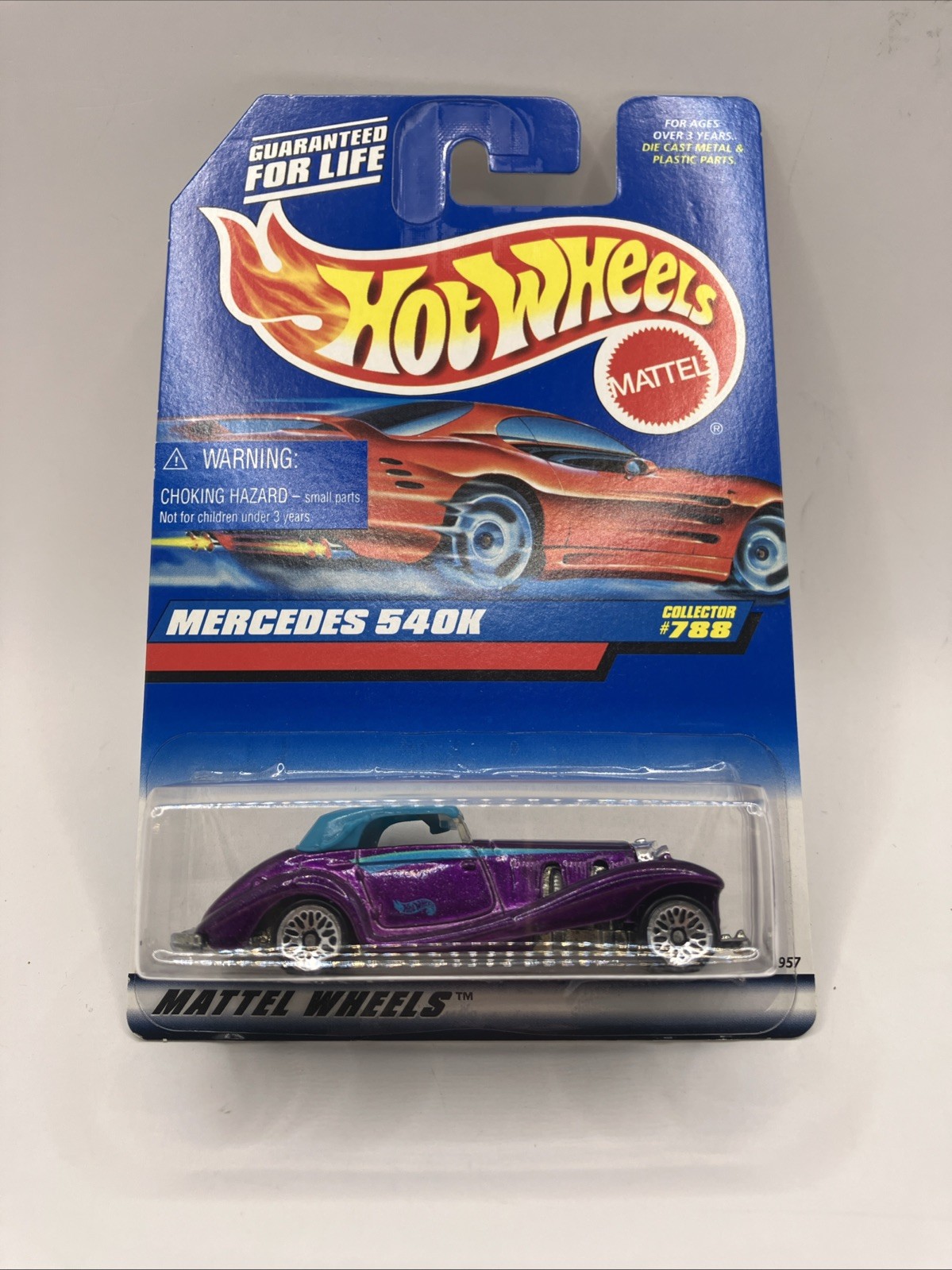 1997 Hot Wheels Mercedes 540K Red Strip Collector #788 Purple and Teal
