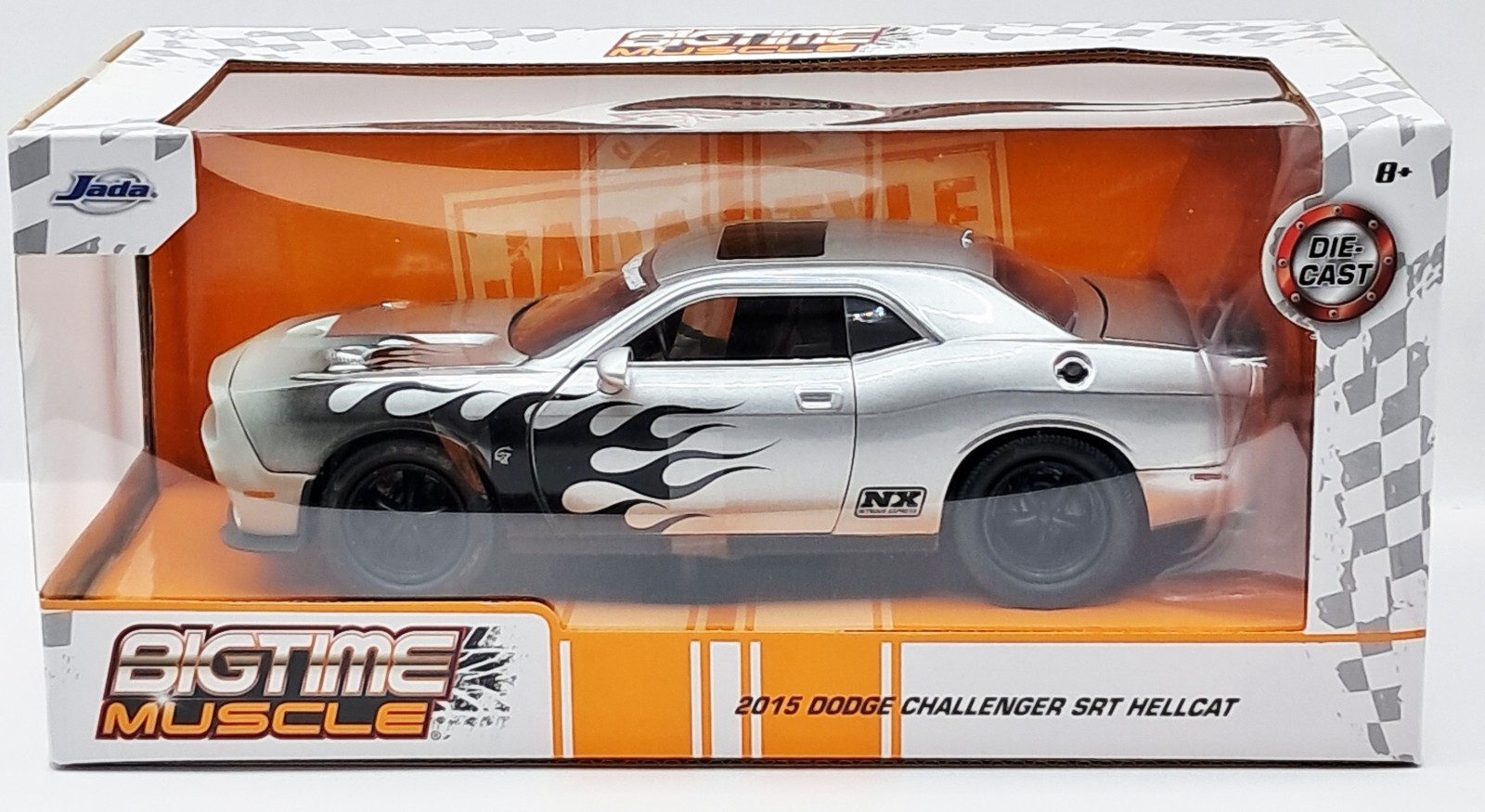 Jada 2015 Dodge Challenger SRT Hellcat NX Bigtime Muscle Silver Black 1/24 New