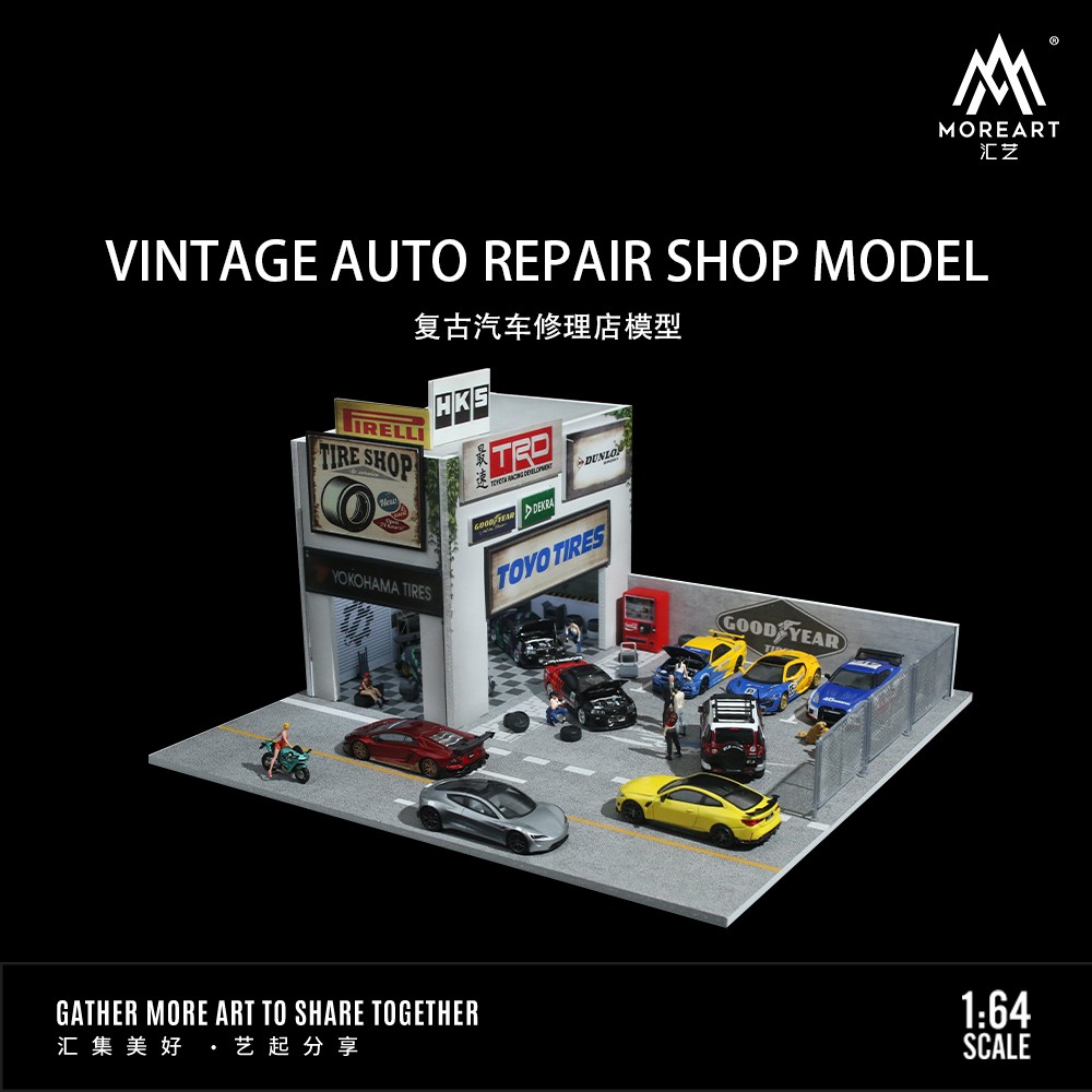 Diorama 1/64 Die-Cast Car Garage Model City LED Street Buildings Scene Gifts US