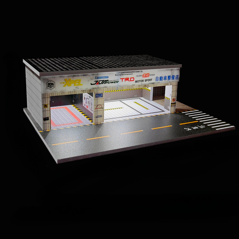 Diorama 1/64 Die-Cast Car Garage Model LED Car Display Collection Scene Gifts US