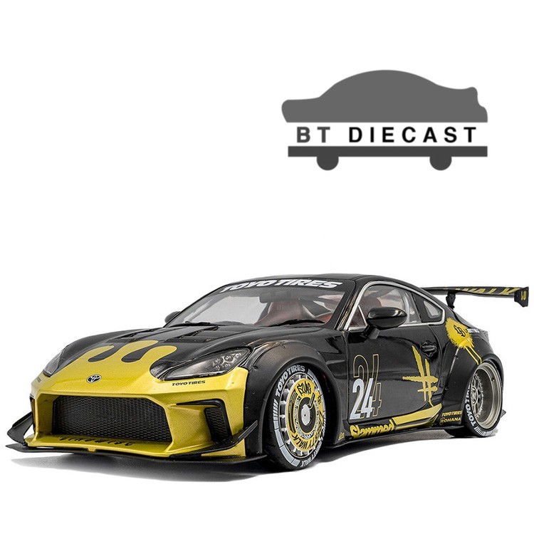 SOLIDO 2024 TOYOTA GR86 LIBERTY WALK LBWK BODY KIT #24 1/18 BLACK GOLD S1813603