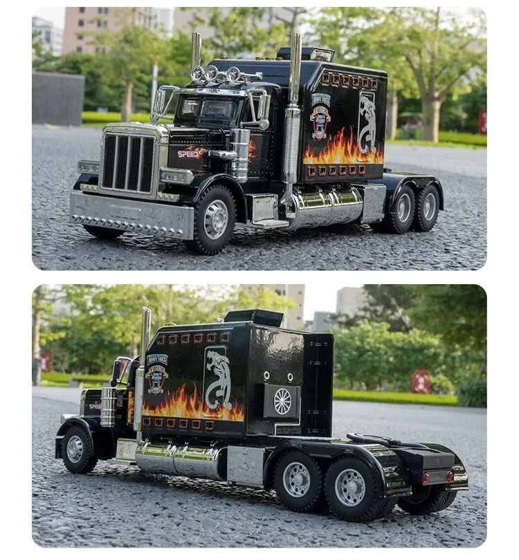 1:24 Diecast Vehicle for Peterbilt Heavy Truck 389 Model Truck Toy Sound Light