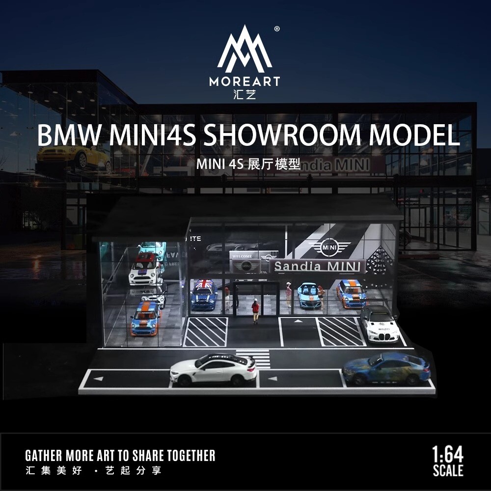 1/64 Diorama Parking Lot Model LED Lighting Car Garage Scene Building Model US