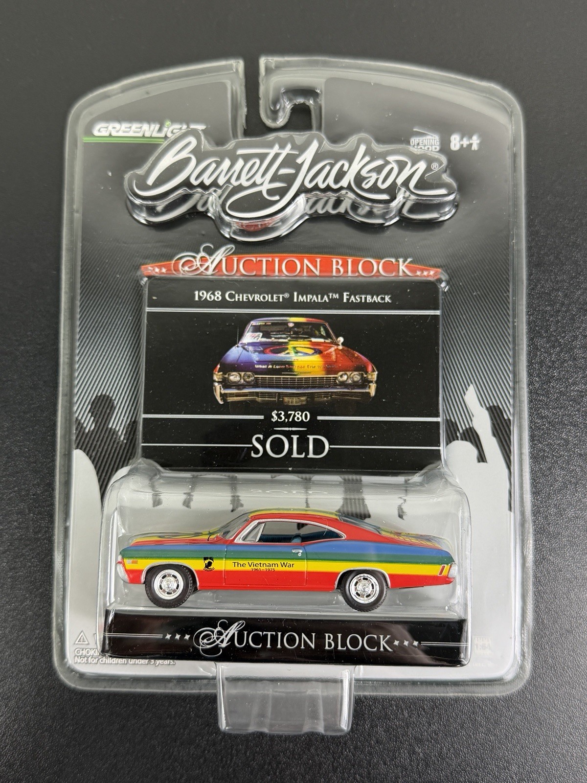 Greenlight Barrett-Jackson Auction Block 1968 Chevy Impala Fastback Vietnam NIP