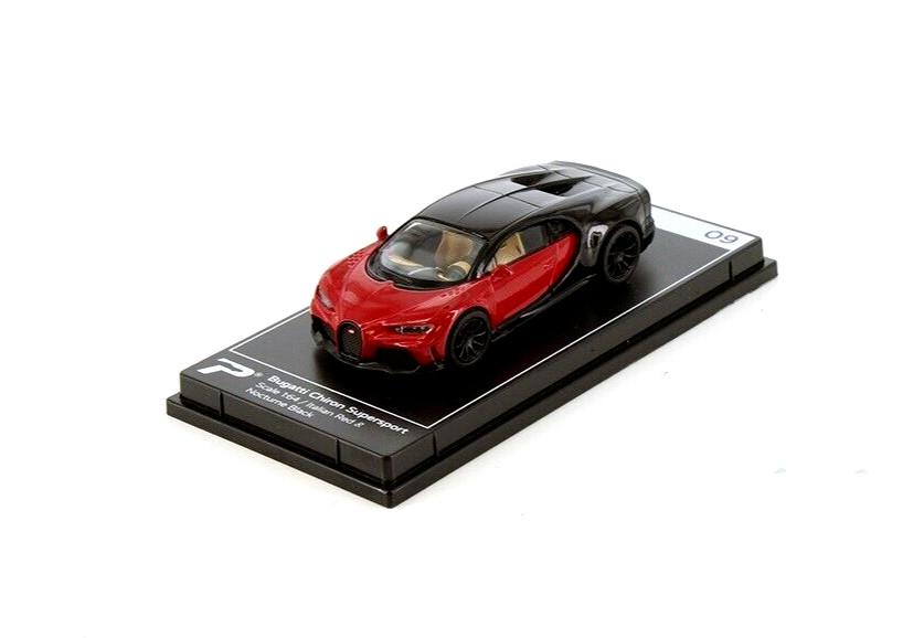 Bugatti Chiron Supersport Italian Red & Black 1:64 Model Car By PosterCars H09B
